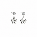 Oorbellen Heart Flower Strass - Zilver Oorbellen