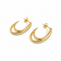 Oorbellen Oval Strass Hoops Goud Oorbellen