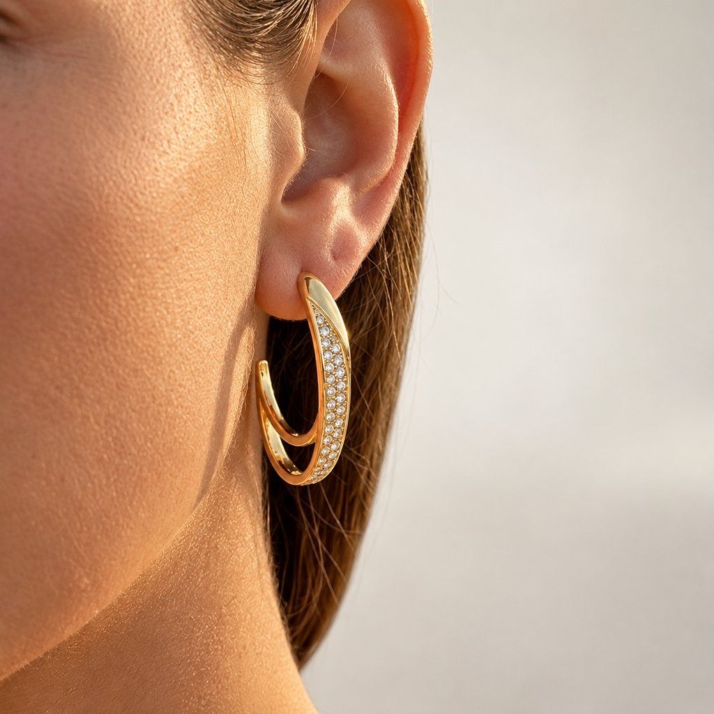 Oorbellen Oval Strass Hoops Oorbellen