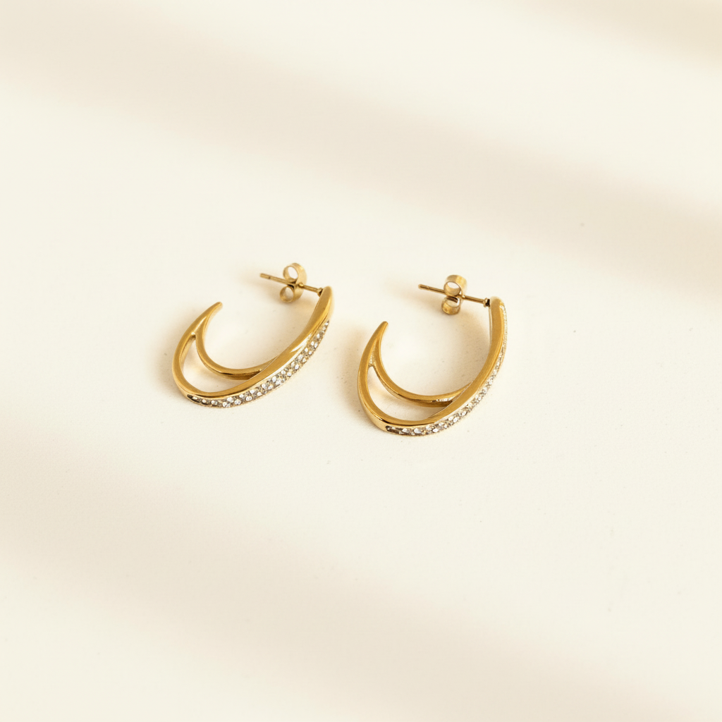 Oorbellen oval strass hoops - Goud Oorbellen
