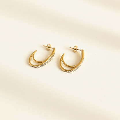 Oorbellen oval strass hoops - Goud Oorbellen