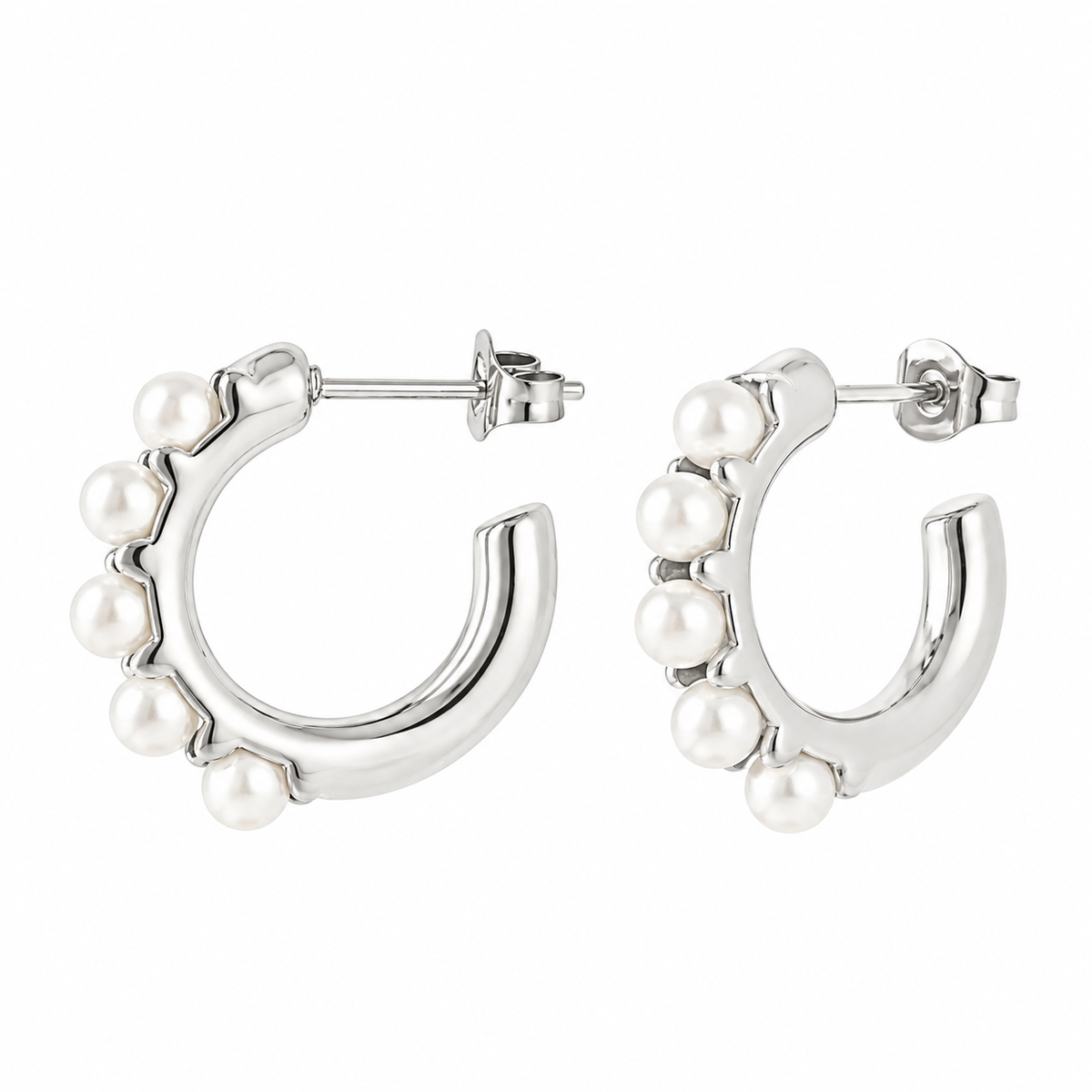 Oorbellen Pearl Hoops – Zilver Oorbellen
