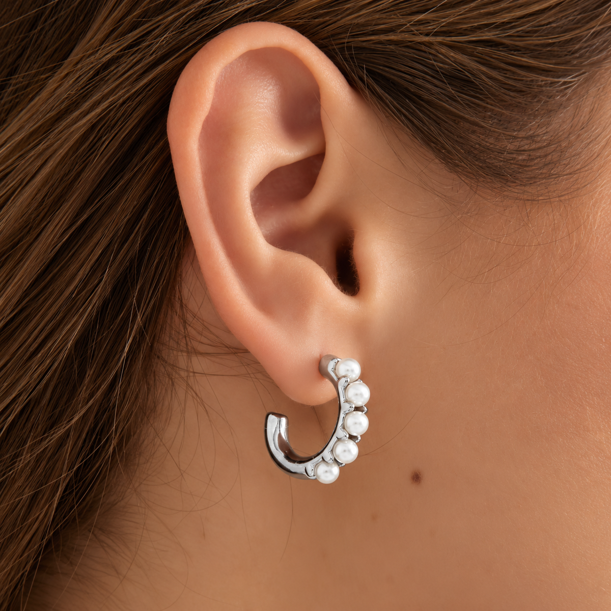 Oorbellen Pearl Hoops – Zilver Oorbellen