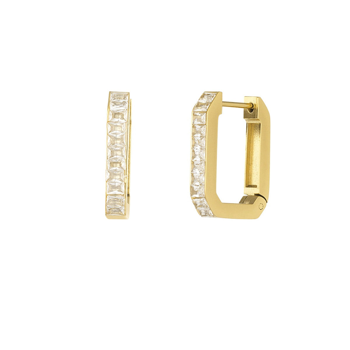 Oorbellen Rectangular Strass - Goud Oorbellen