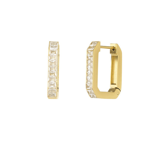 Oorbellen Rectangular Strass - Goud Oorbellen