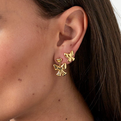 Oorbellen schattig strikje - Goud oorbellen