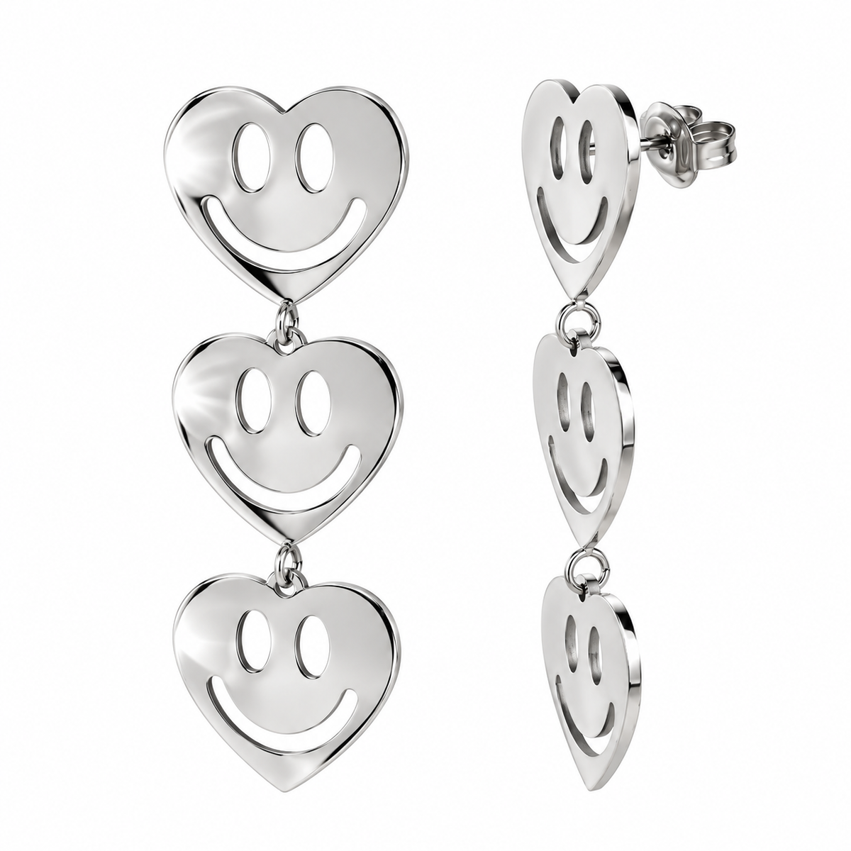 Oorbellen Smiley Hearts – Zilver Oorbellen