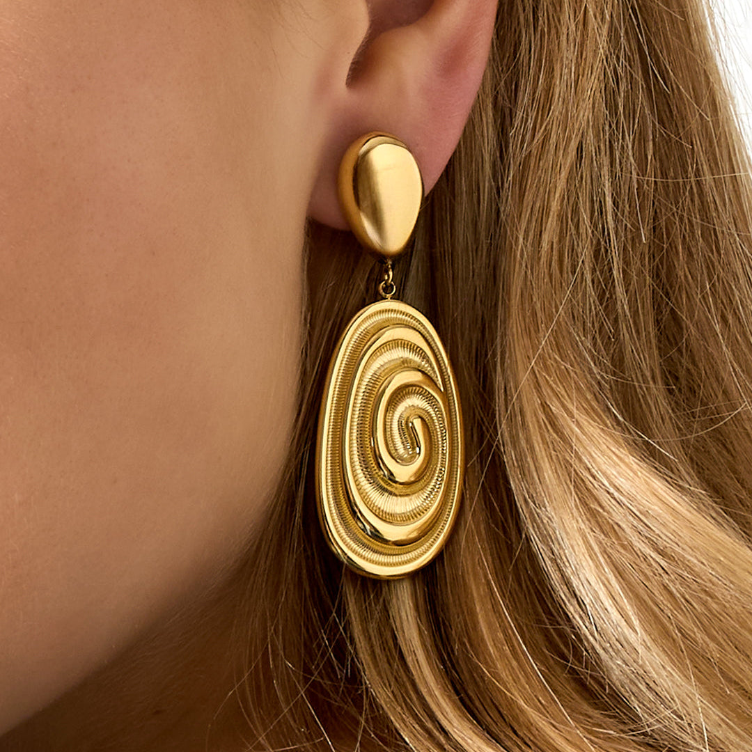 Oorbellen Statement Spiral Drops - Goud Oorbellen