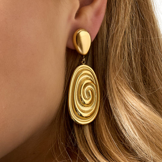 Oorbellen spiral drop - Goud Oorbellen