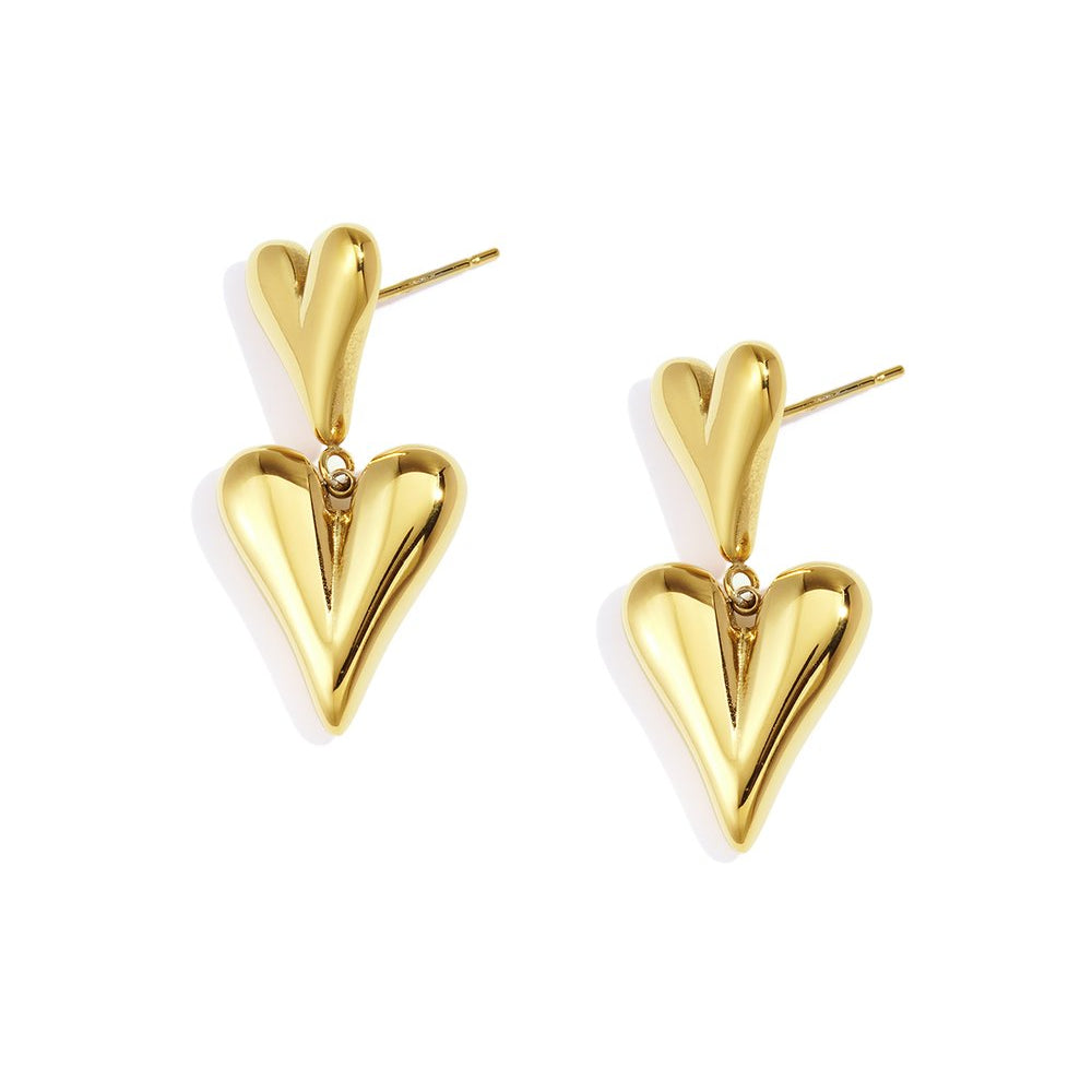 Oorbellen Two Hearts - Goud Oorbellen