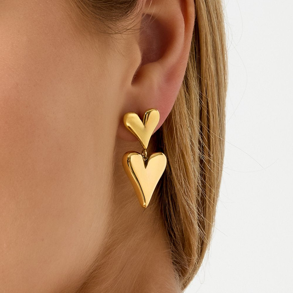 Oorbellen Two Hearts - Goud Oorbellen