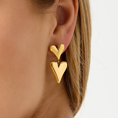 Oorbellen Two Hearts - Goud Oorbellen