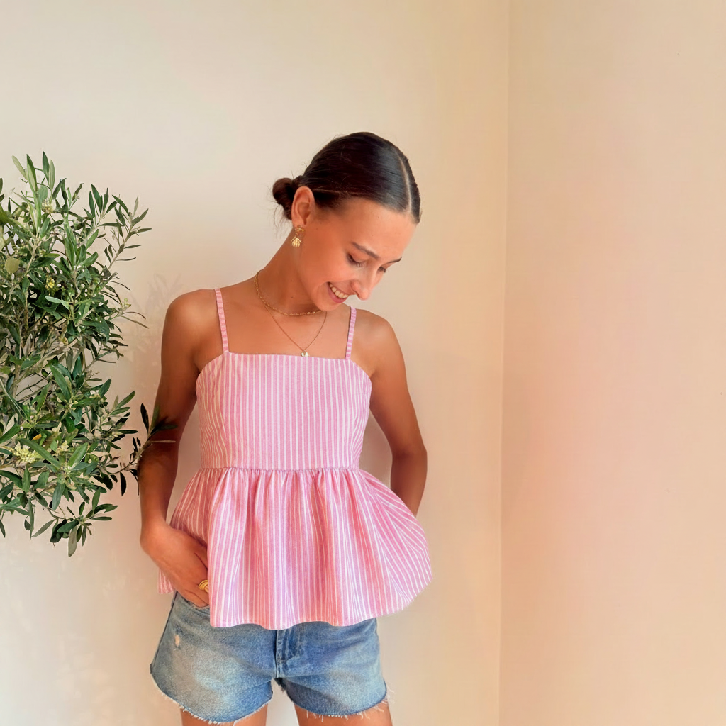 Top Gestreept - Wit/Roze Top