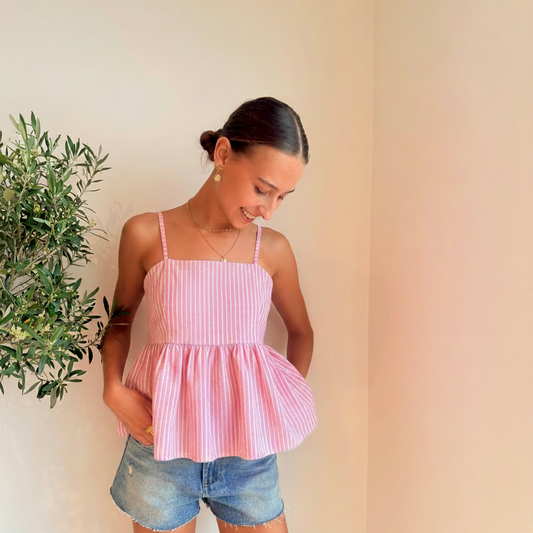 Top Gestreept - Wit/Roze Top