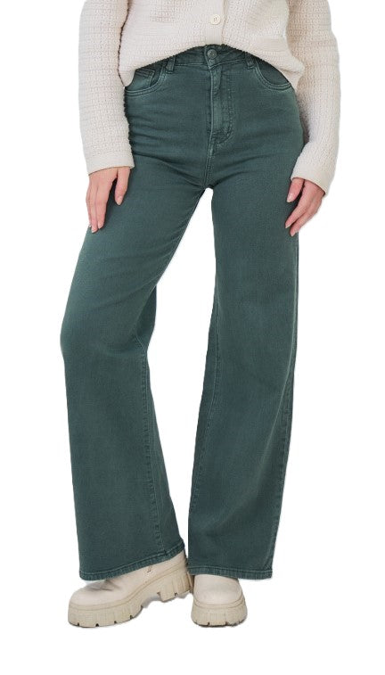 Jeans High Waisted Wide Leg - Kaki broeken
