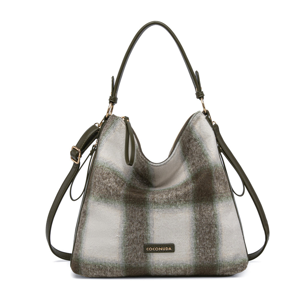 Plaid Hobo Tas Olive Tassen