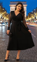 Maxi Jurk met Mesh Mouwen - Zwart jurk