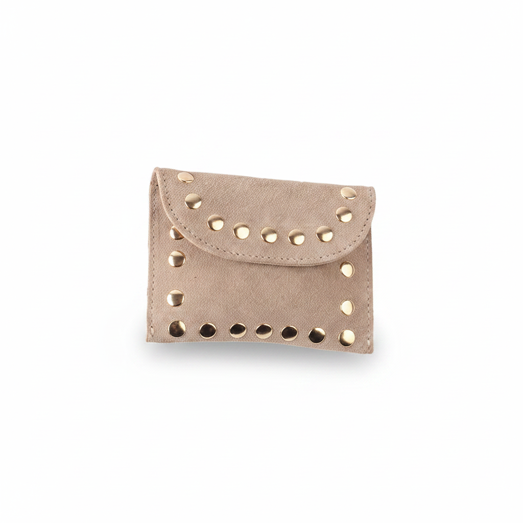 Suède Portemonnee met Studs Beige Portemonnees