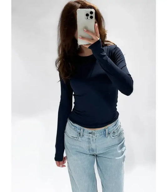 Longsleeve Top Donkerblauw tops