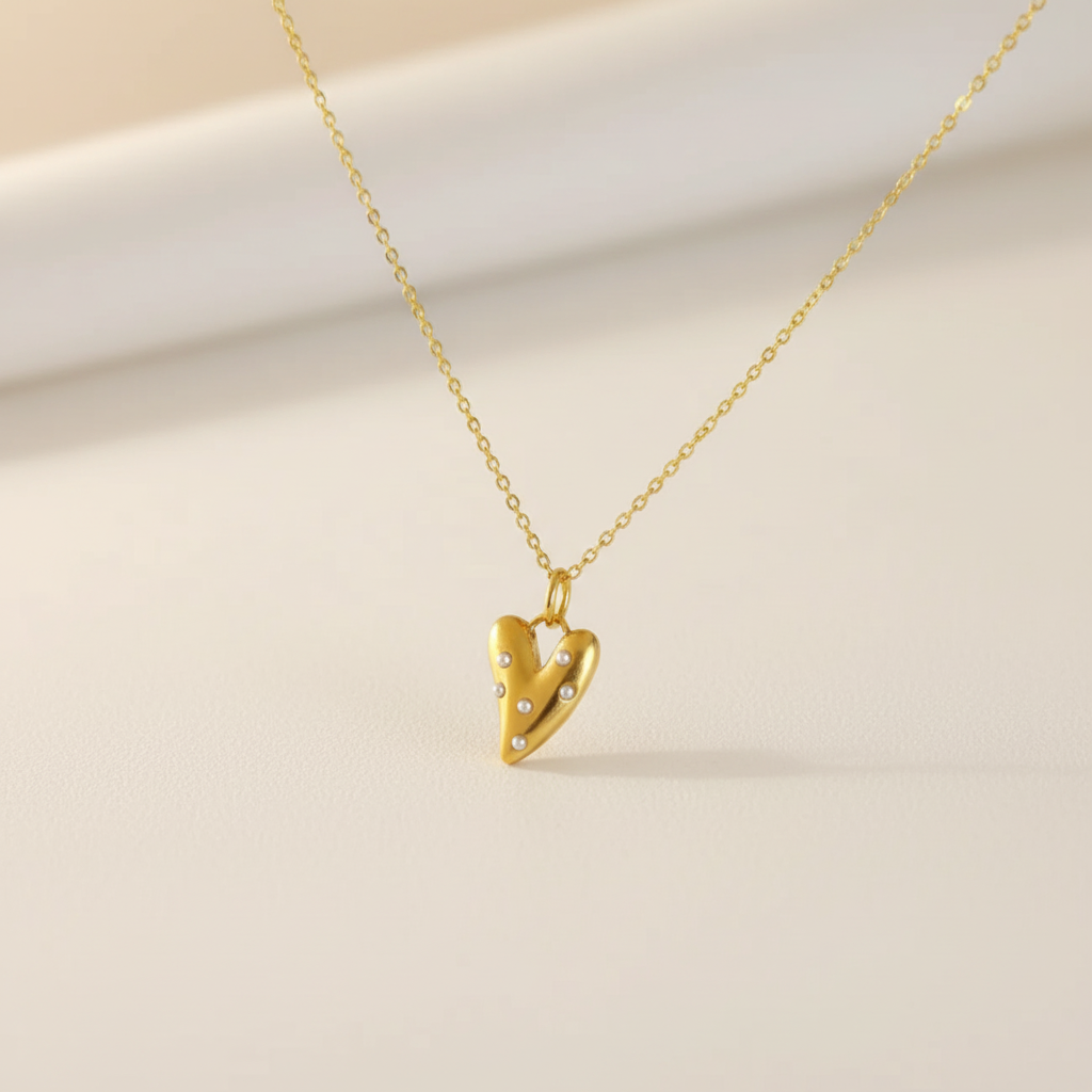 Pearl Heart Necklace – Gold ketting