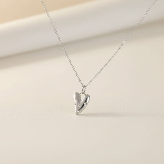 Pearl Heart Necklace – Silver ketting