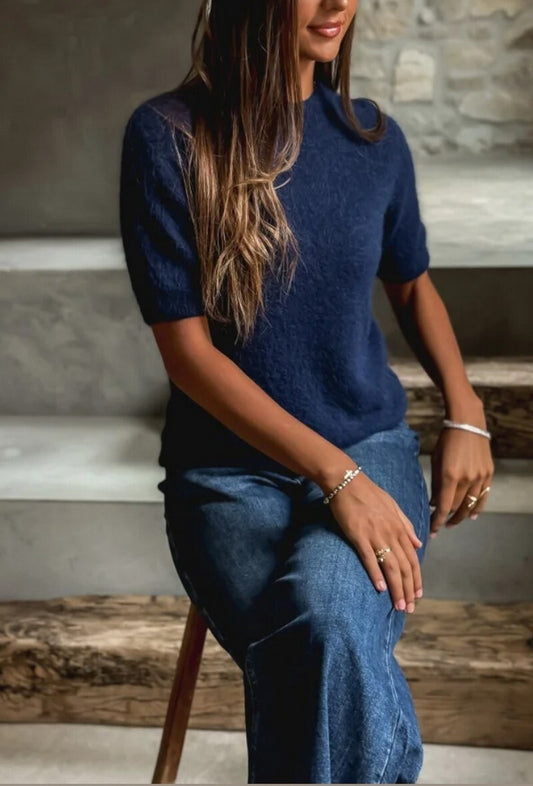 Sweater korte mouw - Navy Sweaters