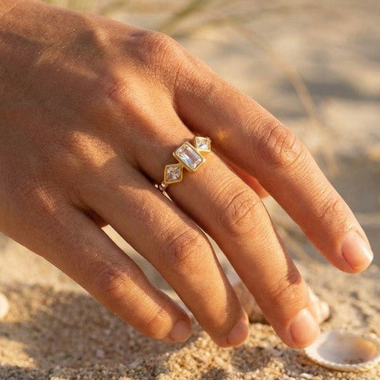 Ring Glitter Squares - Goud Ring