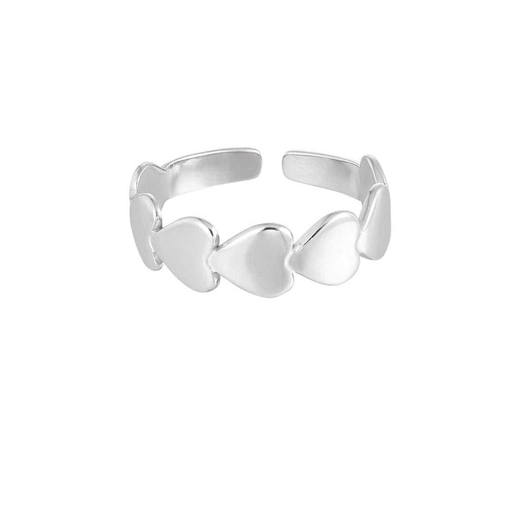 Ring hartjes op een rij - Zilver ring