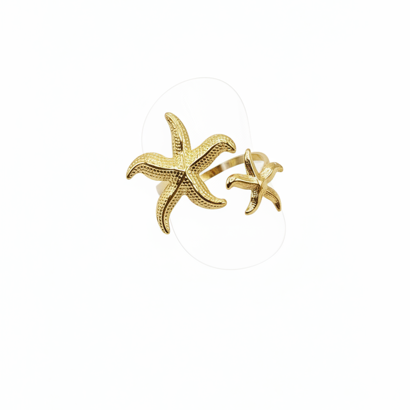 Ring dubbele zeester - Goud Ringen