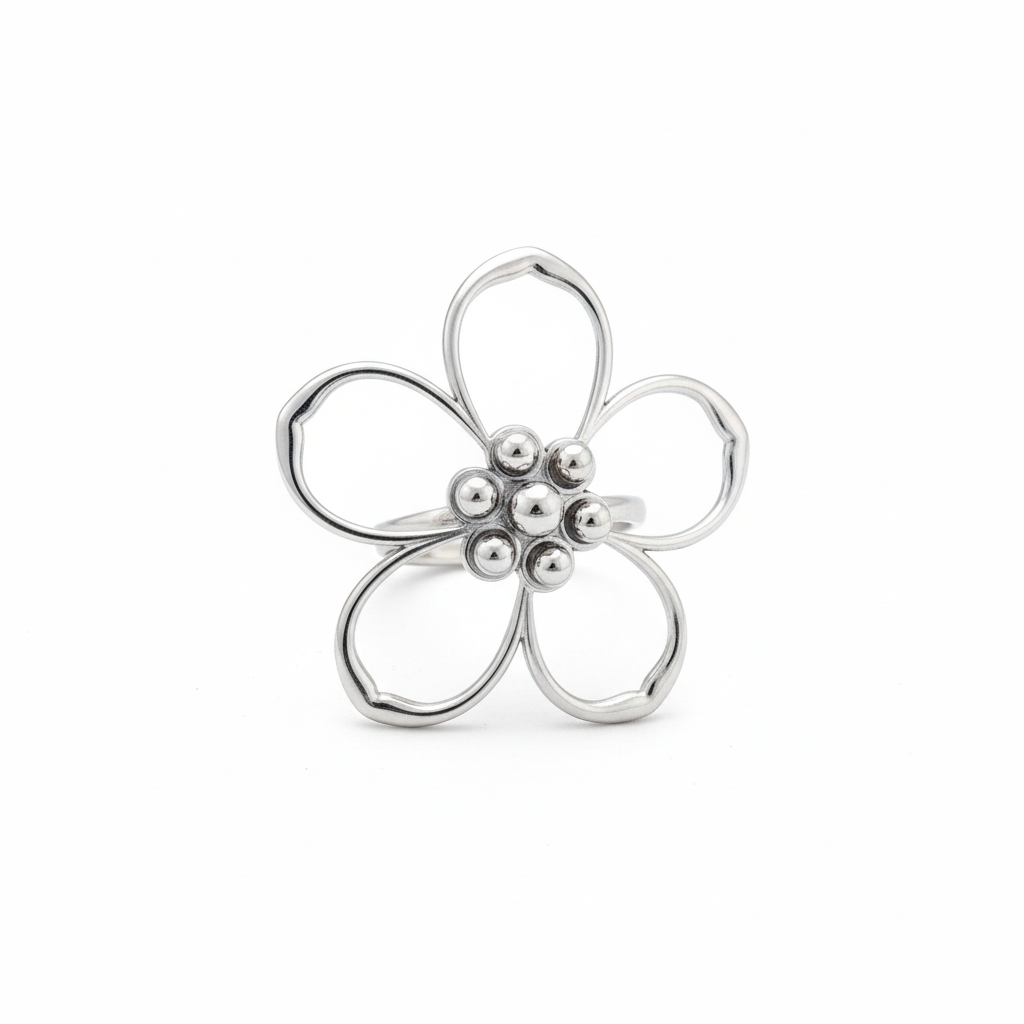 Ring Statement Flower - Zilver Ring