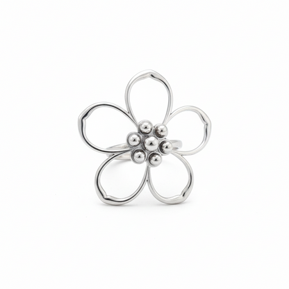 Ring Statement Flower - Zilver Ring