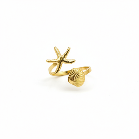 Ring schelp en zeester - Goud Ringen