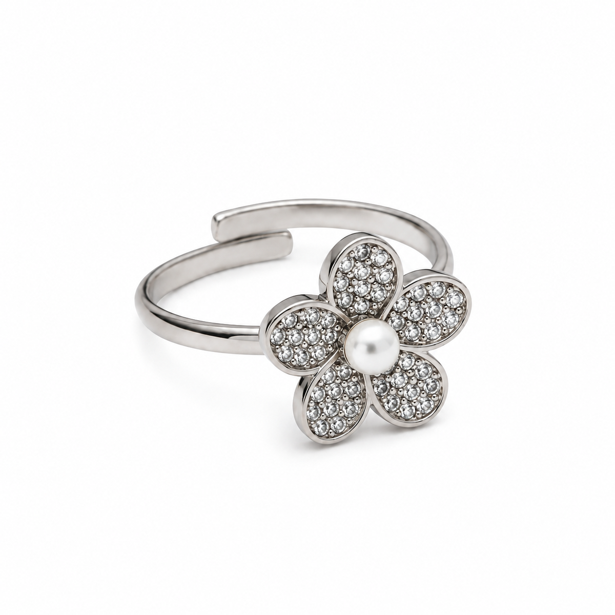 Ring Shiny Flower - Zilver Ring