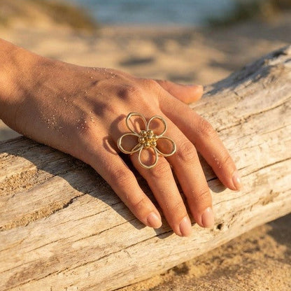 Ring Statement Flower - Goud Ring