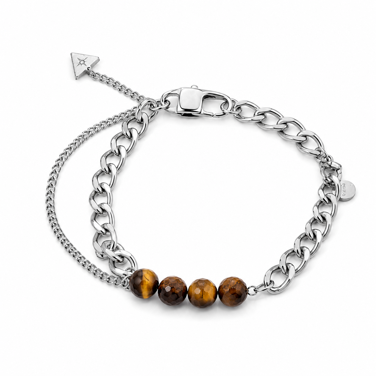 Bracelet à maillons unisexe marron - Argent