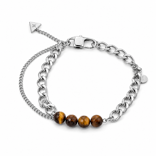 Bracelet à maillons unisexe marron - Argent
