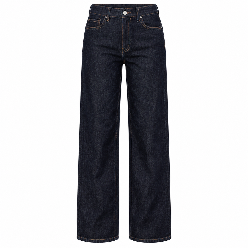 Mid Waist Wide Leg Jeans Donkerblauw Jeans
