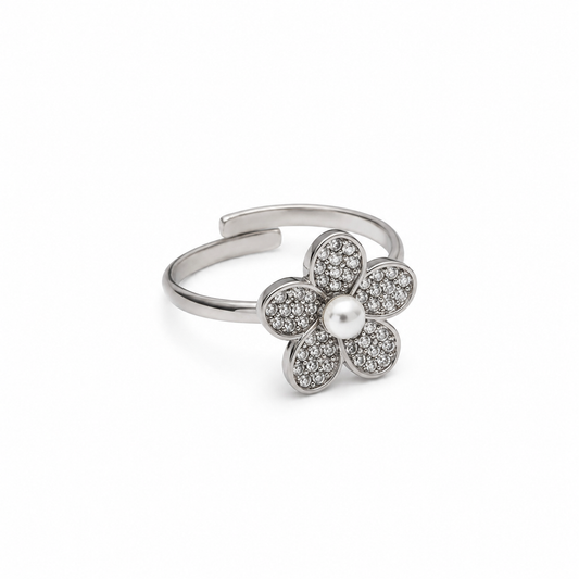 Bague Fleur Scintillante - Argent