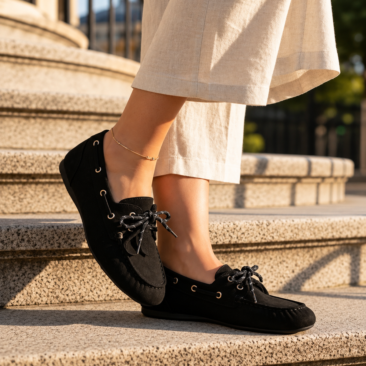 Suedine Moccasin Loafers – Zwart schoenen