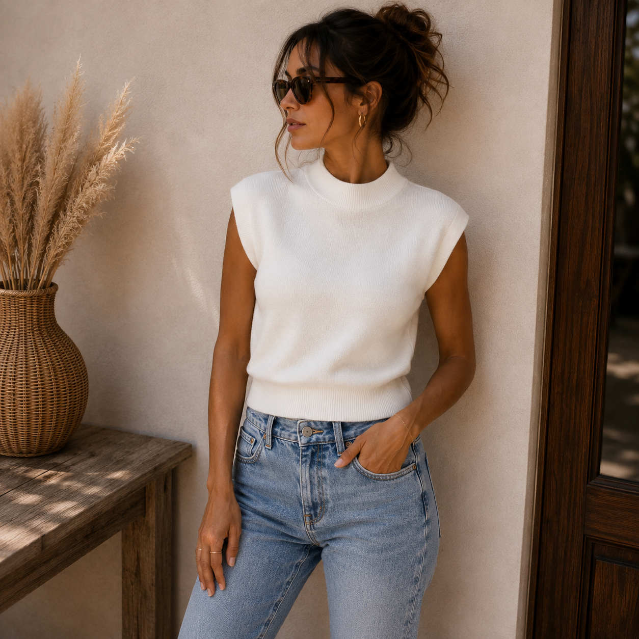Basic Knit Top Wit Tops