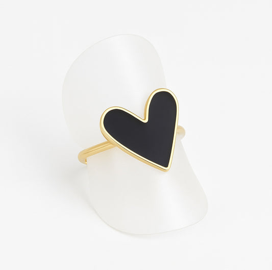 Ring hart zwart - goud ring