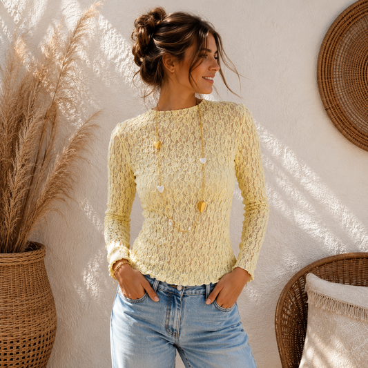 Lace top Geel Top