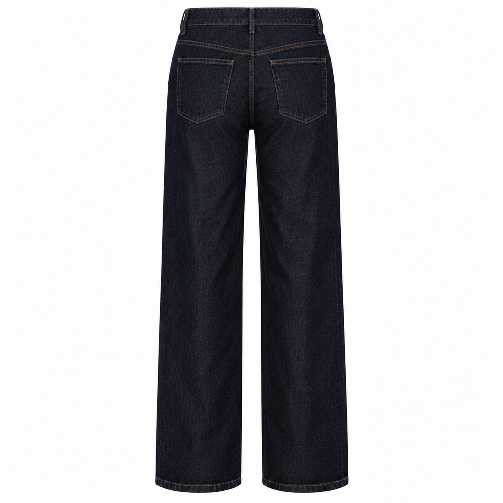 Mid Waist Wide Leg Jeans Donkerblauw Jeans