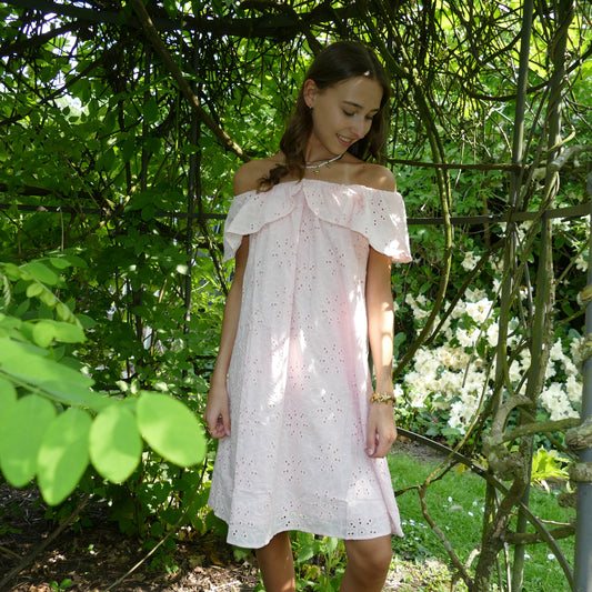 Jurk Broderie - Roze jurk