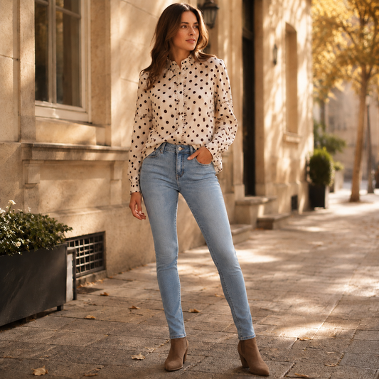 Blouse Polka Dot - Ecru Blouse