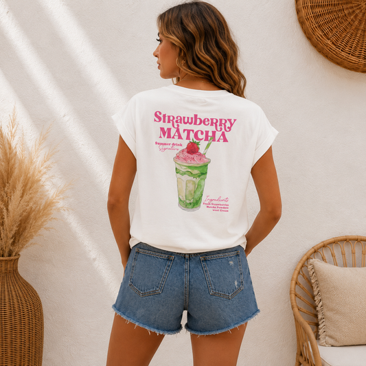 Strawberry Matcha Printed T-shirt Top