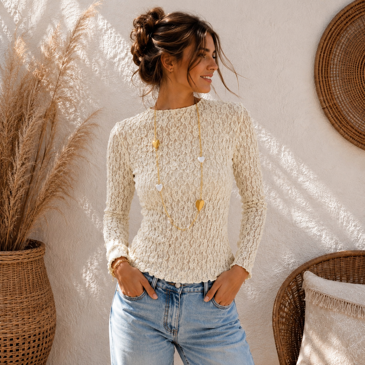 Lace top Ecru Top