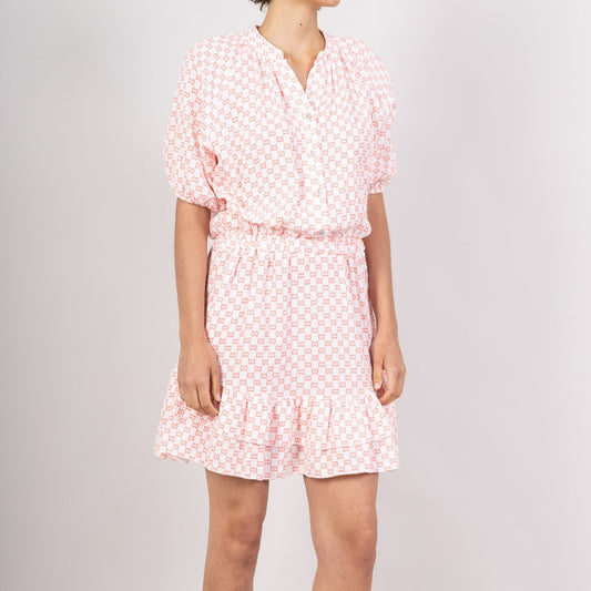 Cotton Gauze Jurk Print - Wit/Rood Jurken