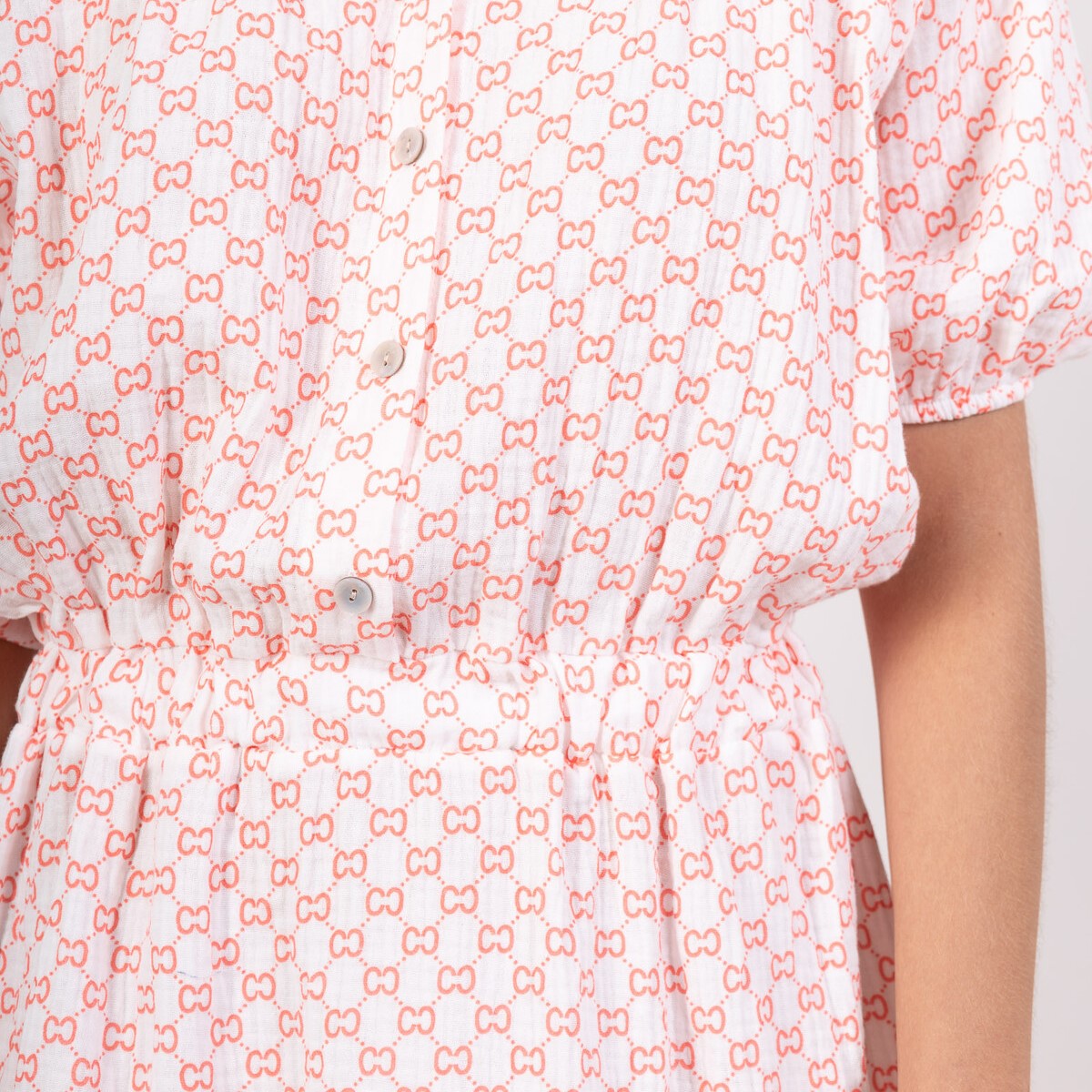 Cotton Gauze Jurk Print - Wit/Rood Jurken