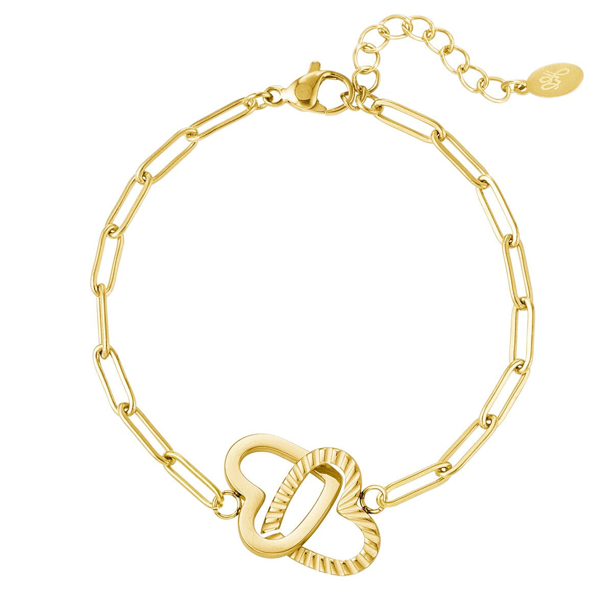 Schakelarmband duo hartjes - Goud Armbanden